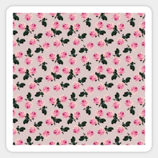 Scattered pink vintage roses on light pink Sticker